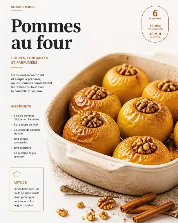 Pommes au four sans sucre, dessert sain et gourmand