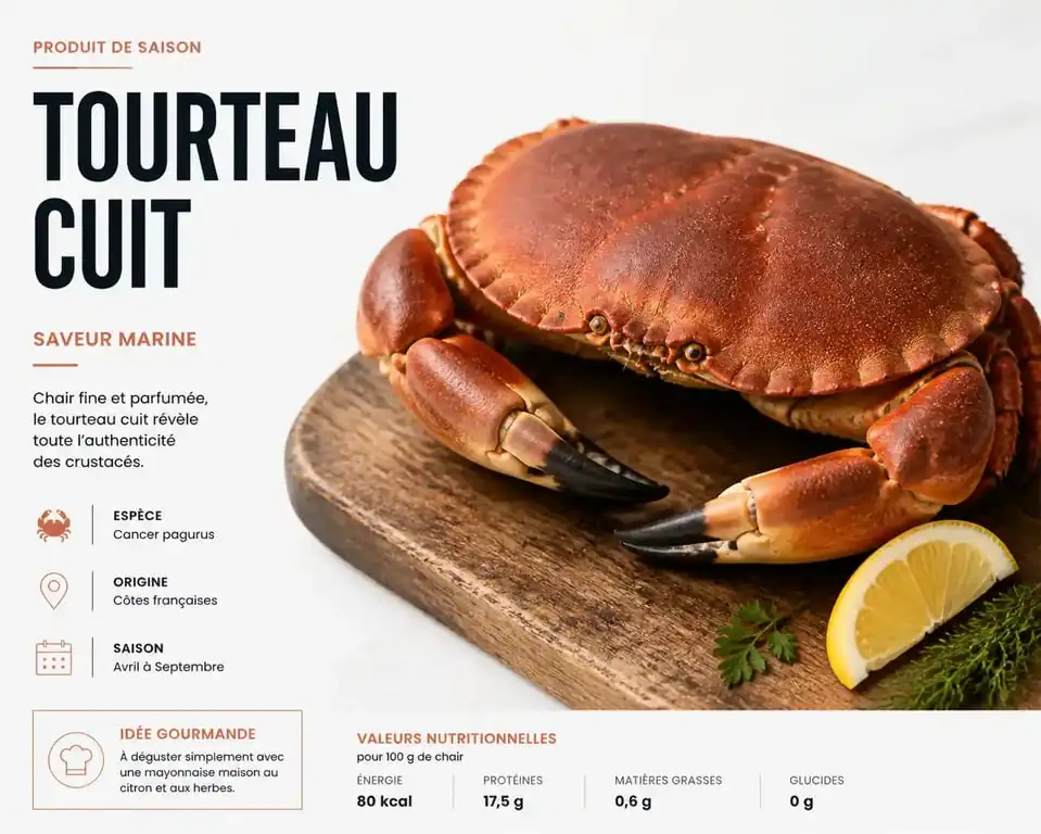 Tourteau cuit prêt à être dégusté, recette de cuisson du tourteau