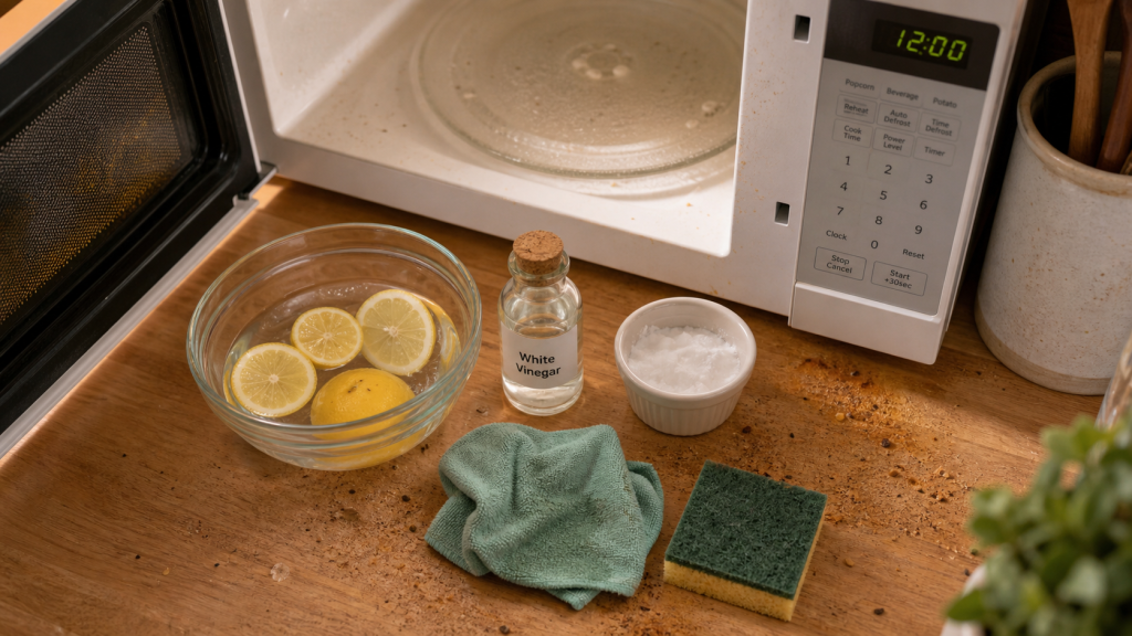 Nettoyage micro onde naturel avec citron, vinaigre et bicarbonate