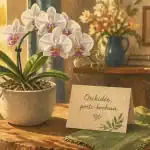Offrir une orchidée porte malheur : orchidée Phalaenopsis blanche et mauve en pot terracotta