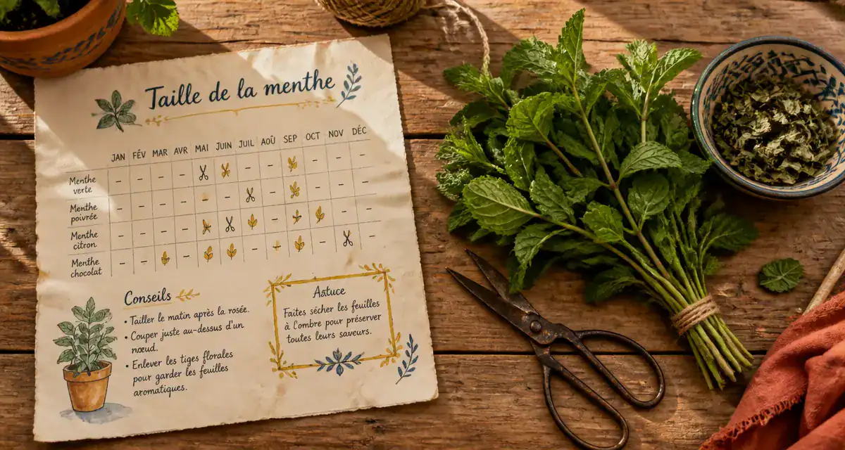 quand tailler la menthe bouquet outils calendrier