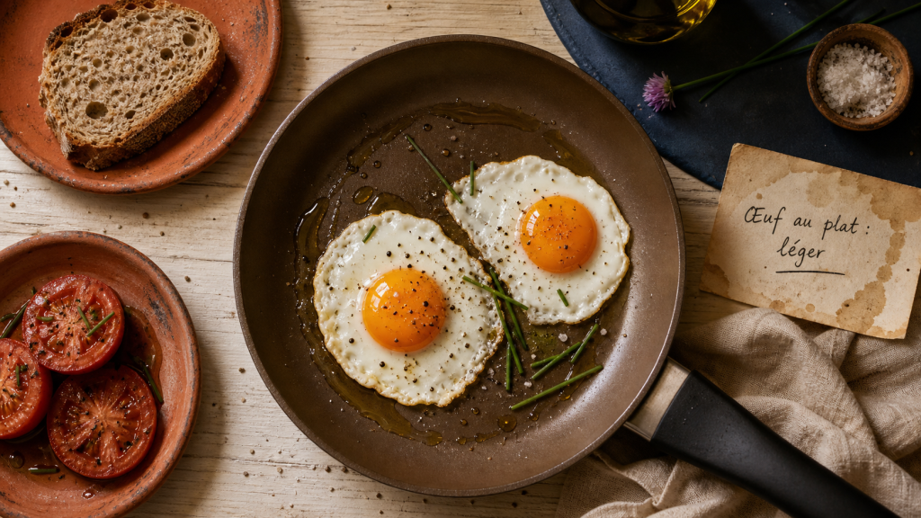 calorie oeuf au plat, œufs au plat antiadhésif avec huile d’olive