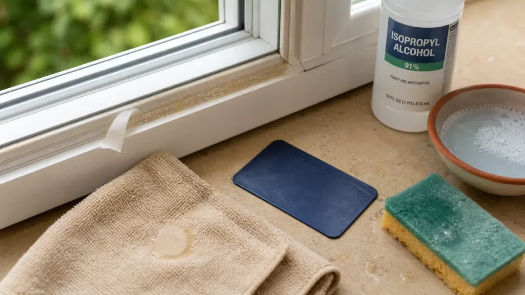 Huile, alcool isopropylique ou acétone : quoi utiliser pour enlever la colle sur une fenêtre PVC sans abîmer le cadre ?