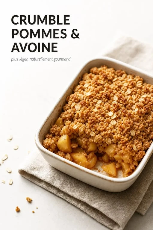 Healthier crumble aux pommes sur plat à gratin, version plus saine et croustillante