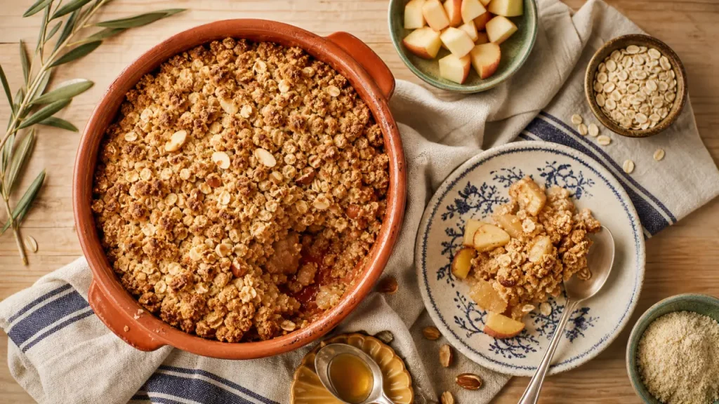 healthier crumble pommes-avoine croustillant, vue du dessus