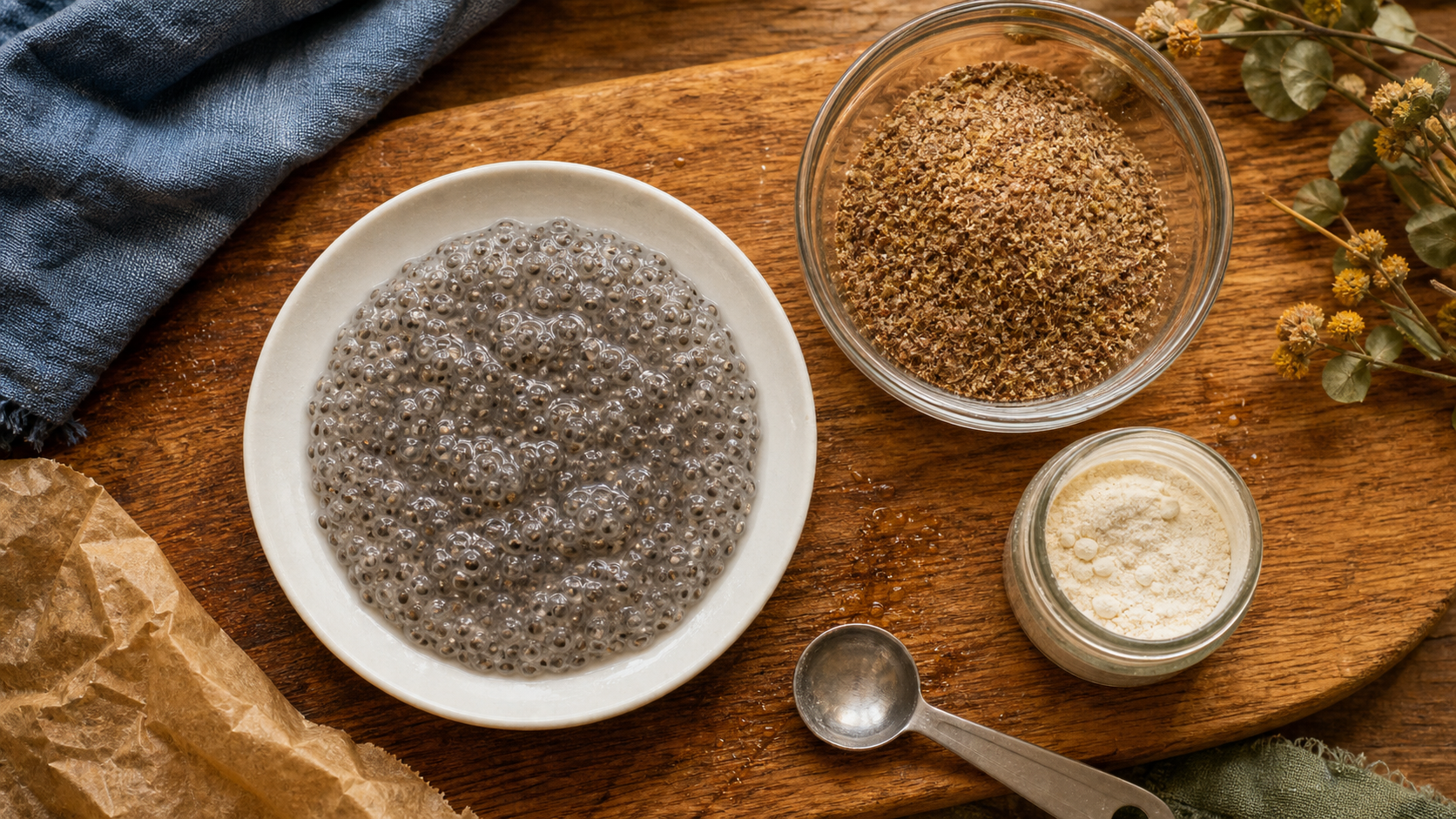 Par quoi remplacer le psyllium : chia et lin, gommes et dosages pour texture