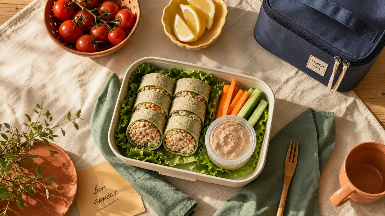 Pique-nique sans assiette : wraps roulés au thon, bouchées sans vaisselle