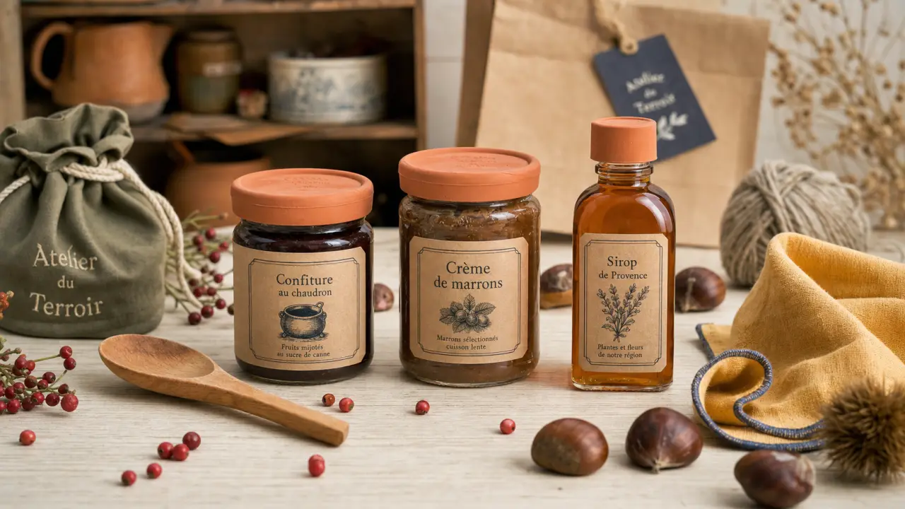 Provence gourmande produits du terroir : confitures au chaudron à Cuers, pots de confiture