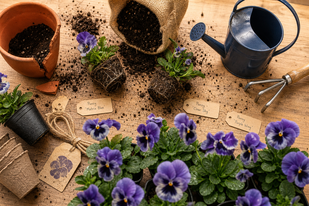Quand planter des pensées : godets d’automne en terreau