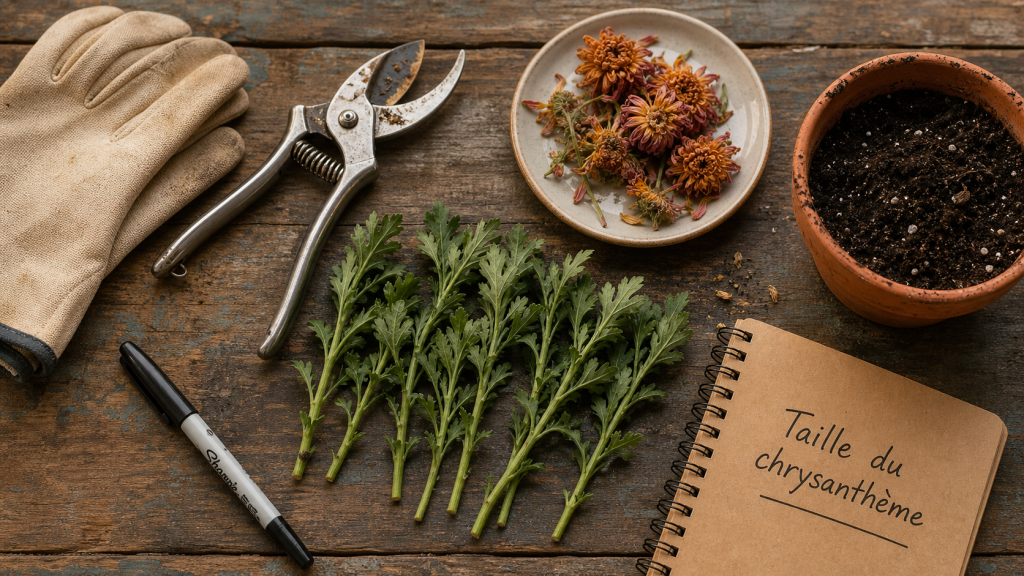 Taille chrysanthème 10 à 15 cm : tiges à pincer pour touffe dense