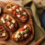 Entrée simple rapide : bruschettas tomates-mozzarella