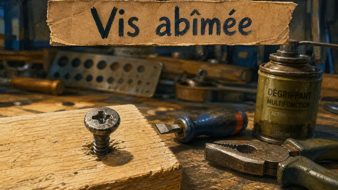 Pas de vis abimé : vis cruciforme abîmée sur établi