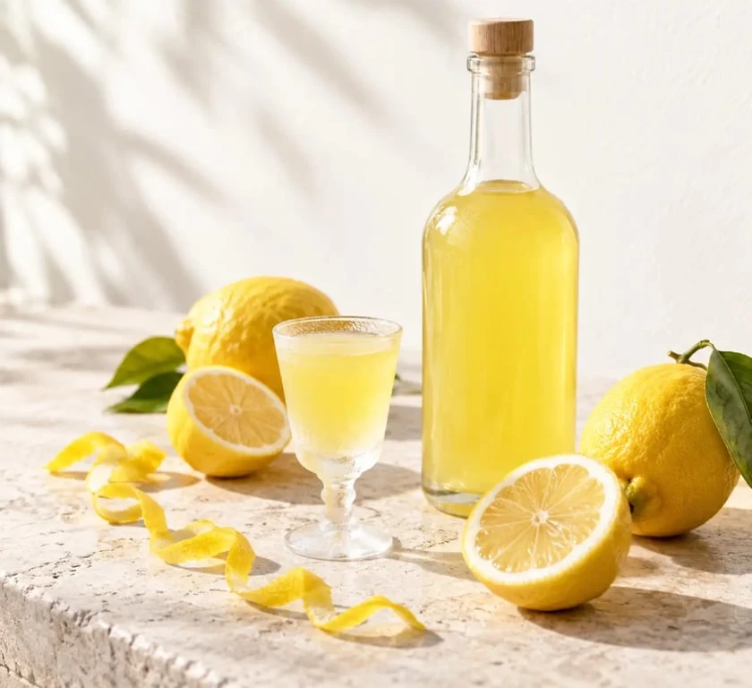 Limoncello maison recette italienne servi très froid avec des citrons non traités