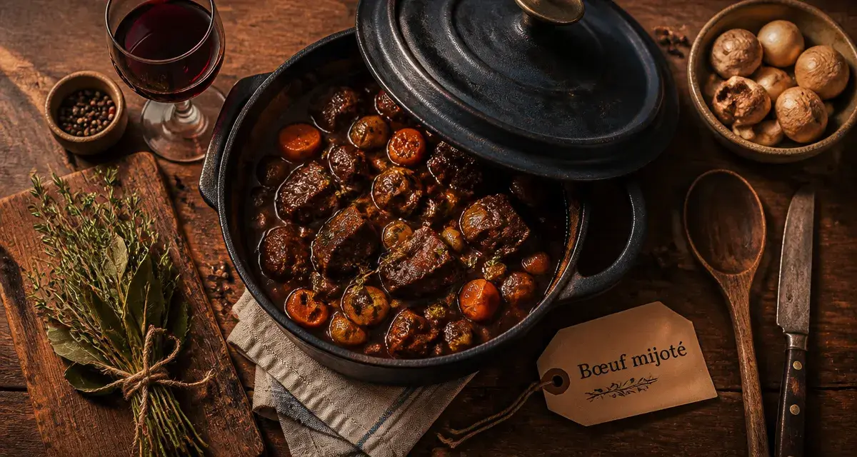 Plats mijotés recettes : bœuf bourguignon mijoté réchauffé la veille