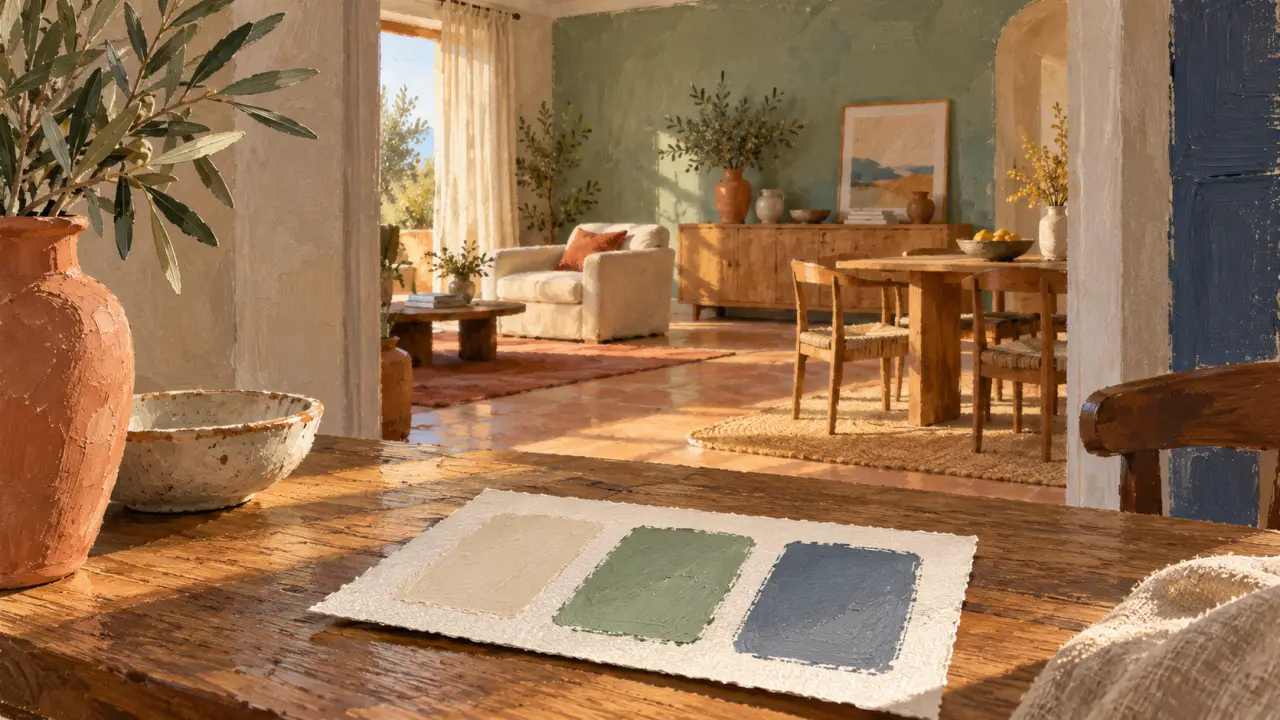 Couleur pour salle à manger et salon : nuancier et palette verte sauge, bleu ardoise, terracotta.