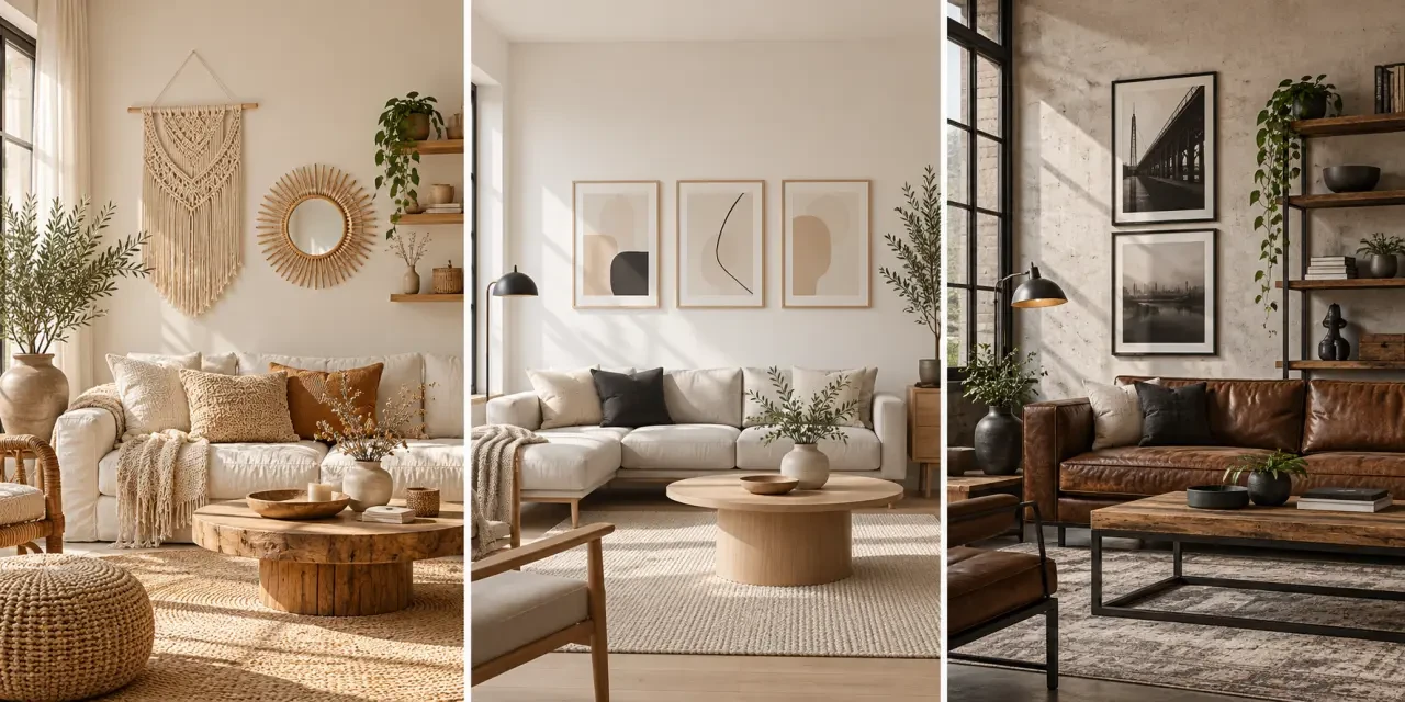 Décoration murale tendance en styles bohème, scandinave et industriel