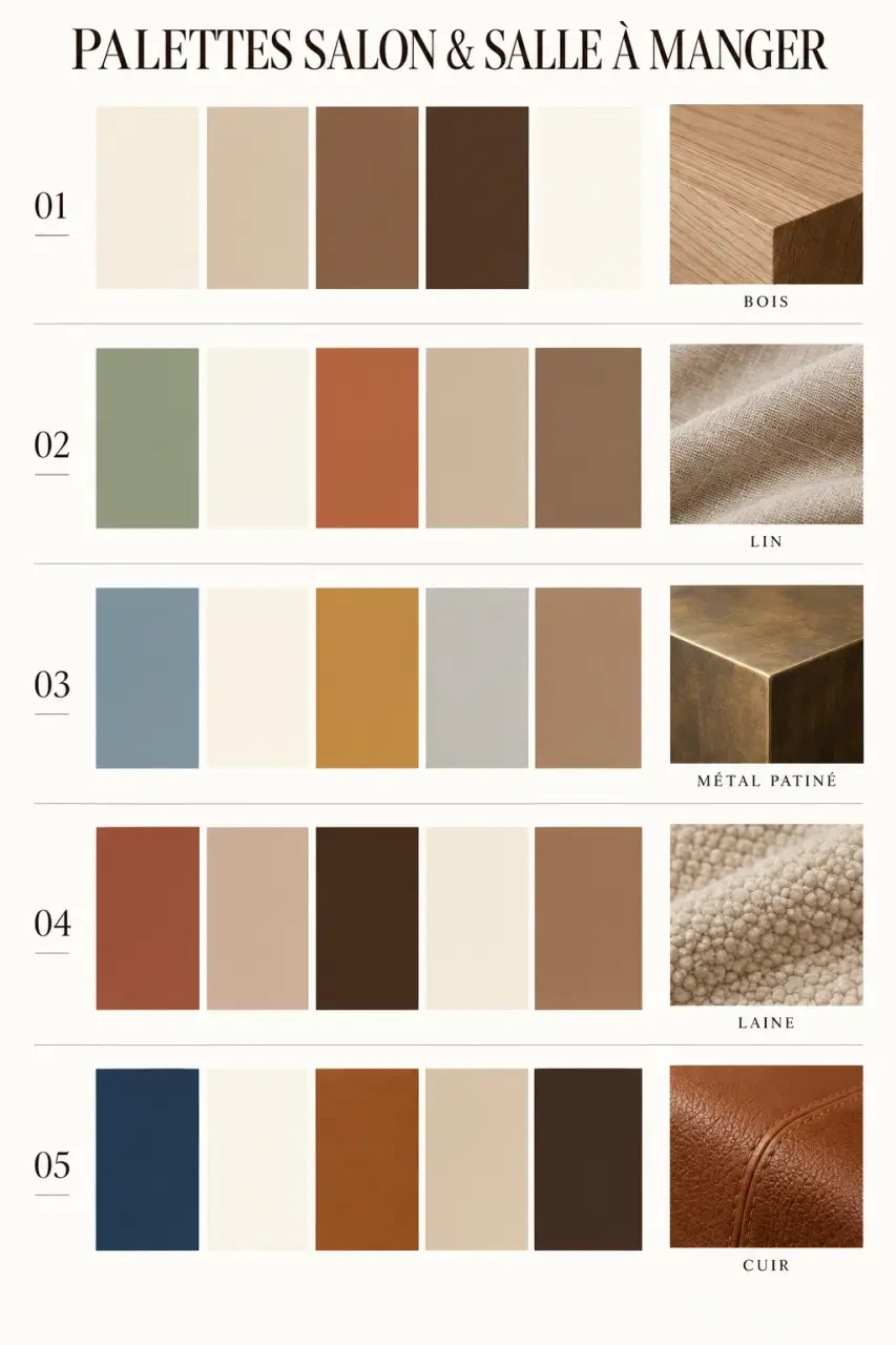 Palettes de couleur pour salle à manger et salon selon l’ambiance recherchée