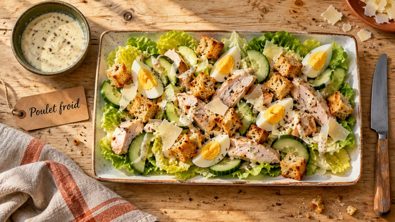 Que faire avec du blanc de poulet cuit froid : salade croquante César au poulet froid